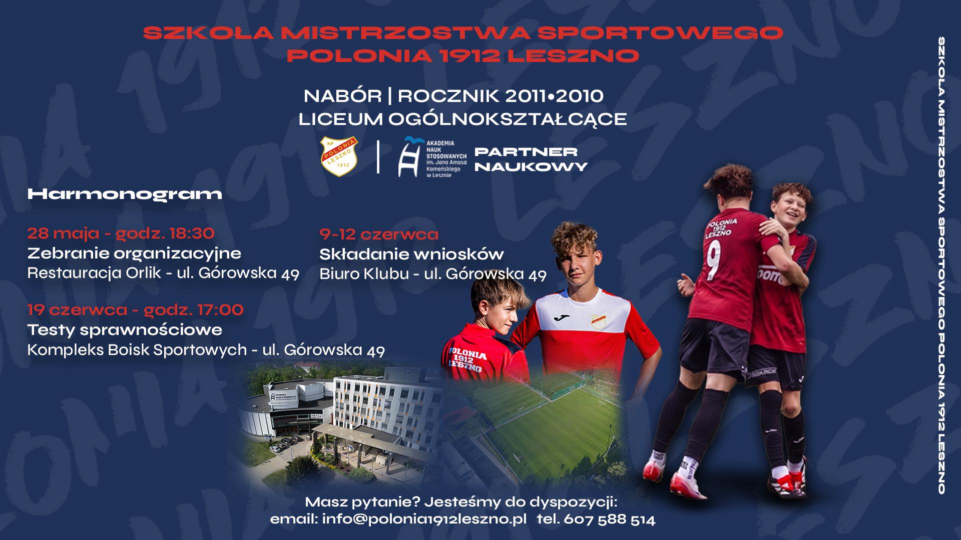 REKRUTACJA DO SZKOŁY MISTRZOSTWA SPORTOWEGO POLONIA 1912 LESZNO RUSZA JUŻ 9 CZERWCA! 